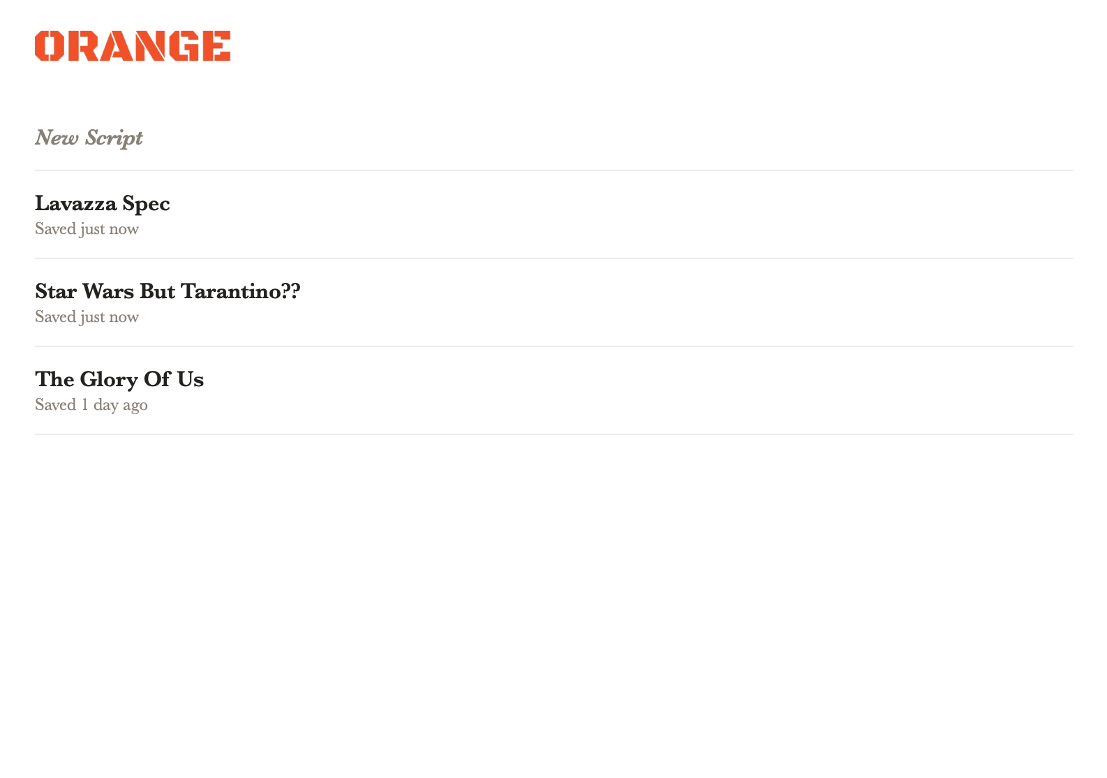 Library view listing recent scripts